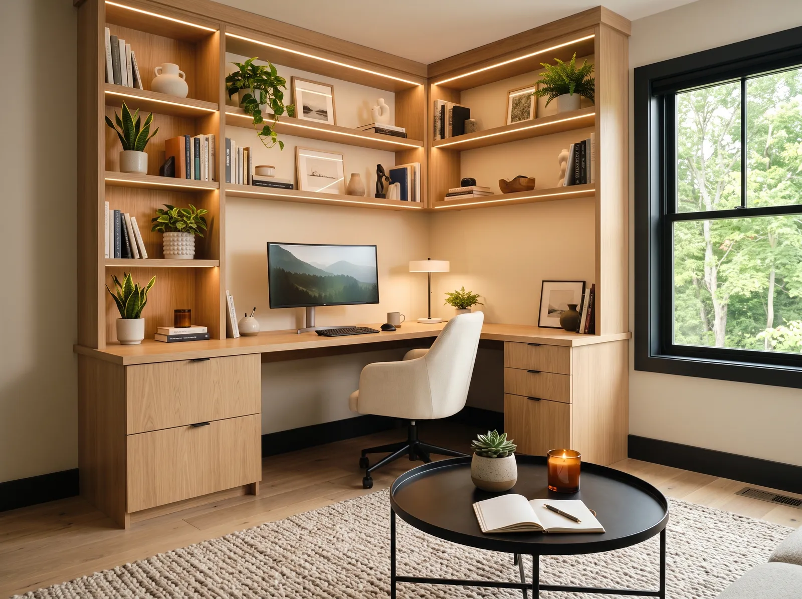 Home Office painted in Drabware — Cream And Charcoal