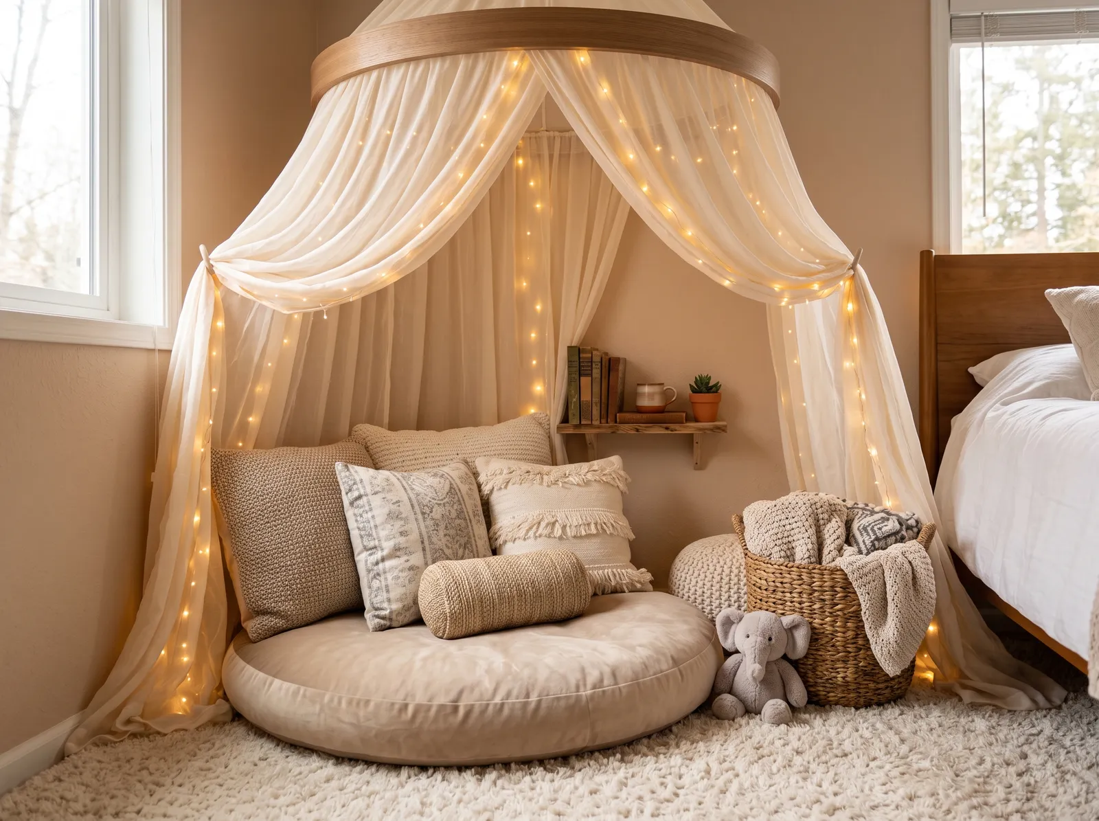 Children's Bedroom painted in Woven Jute — Warm Sand Canopy