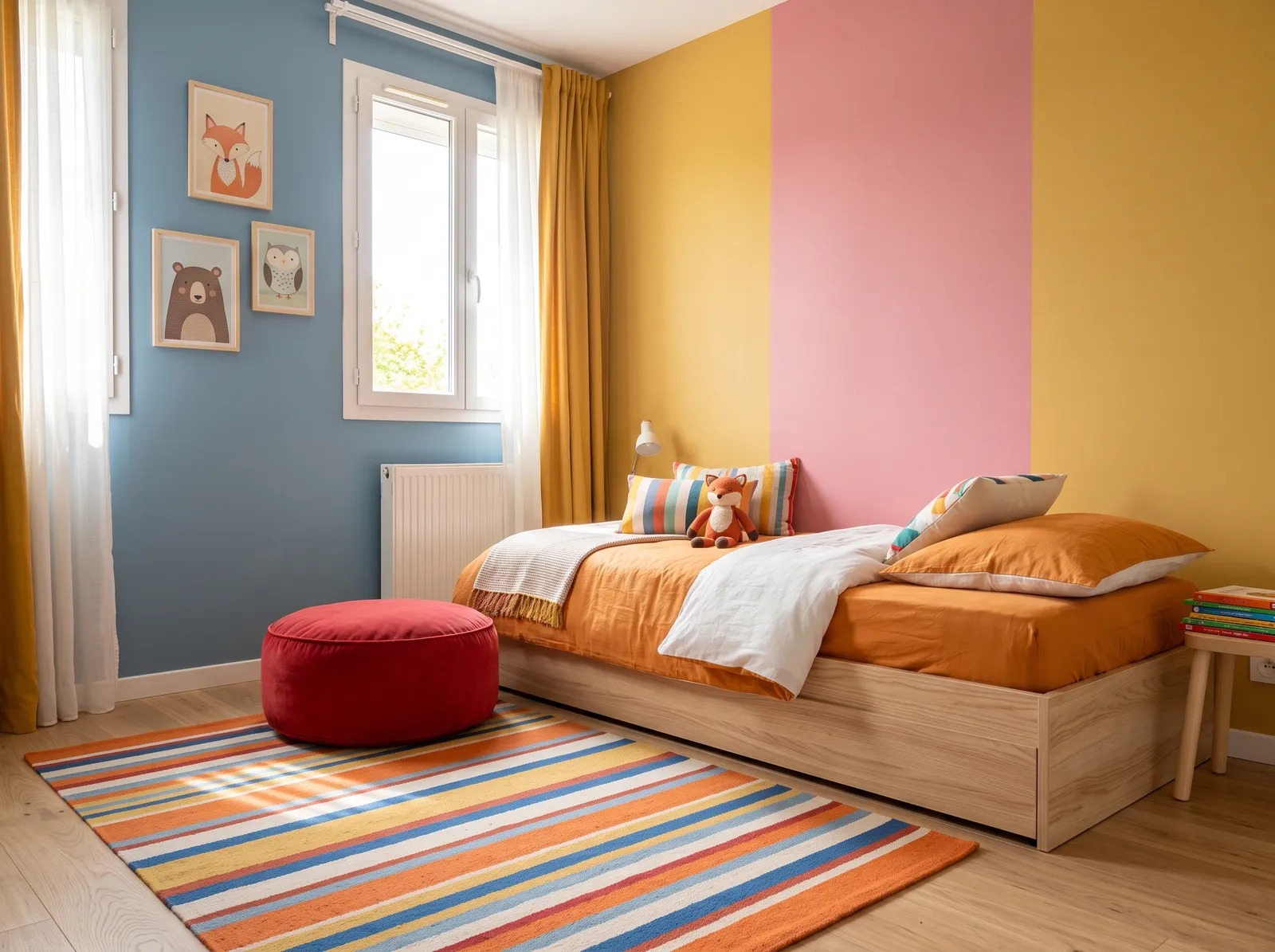 Children's Bedroom painted in Belladonna — Sunny Color Block