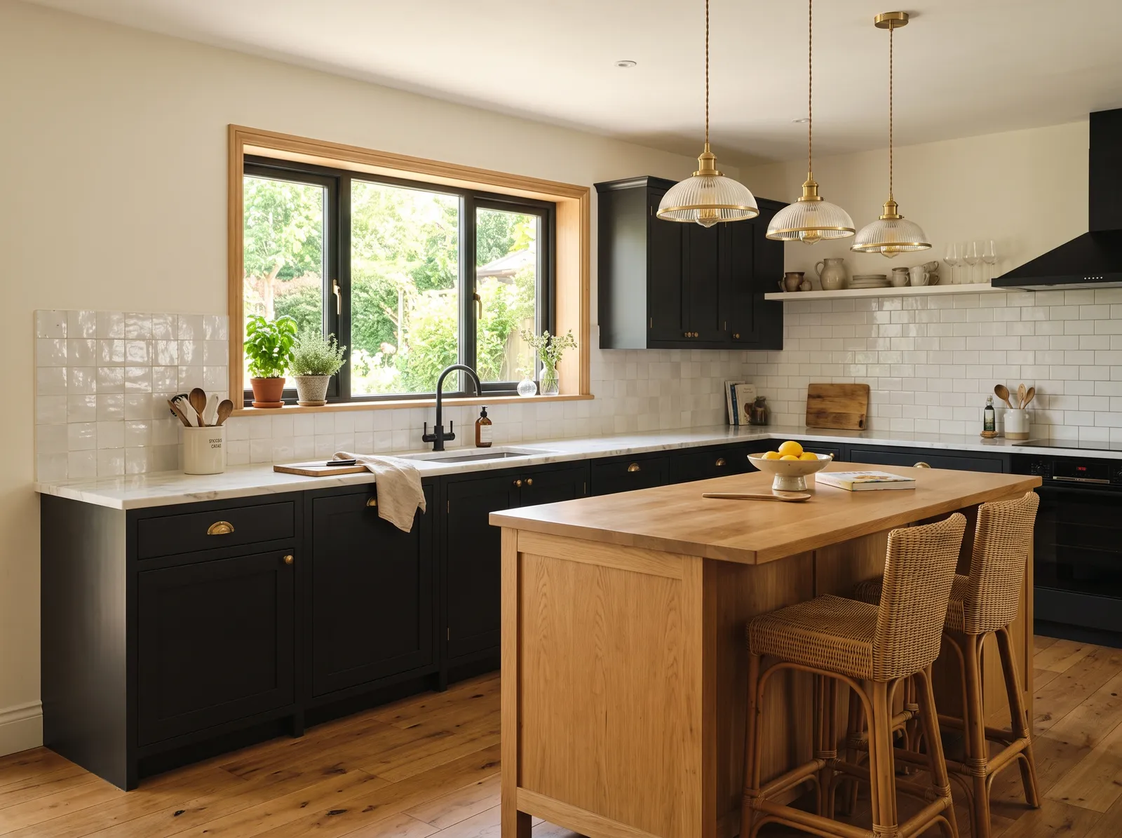 Black Cabinets painted in Alabaster — Creamy Alabaster Walls