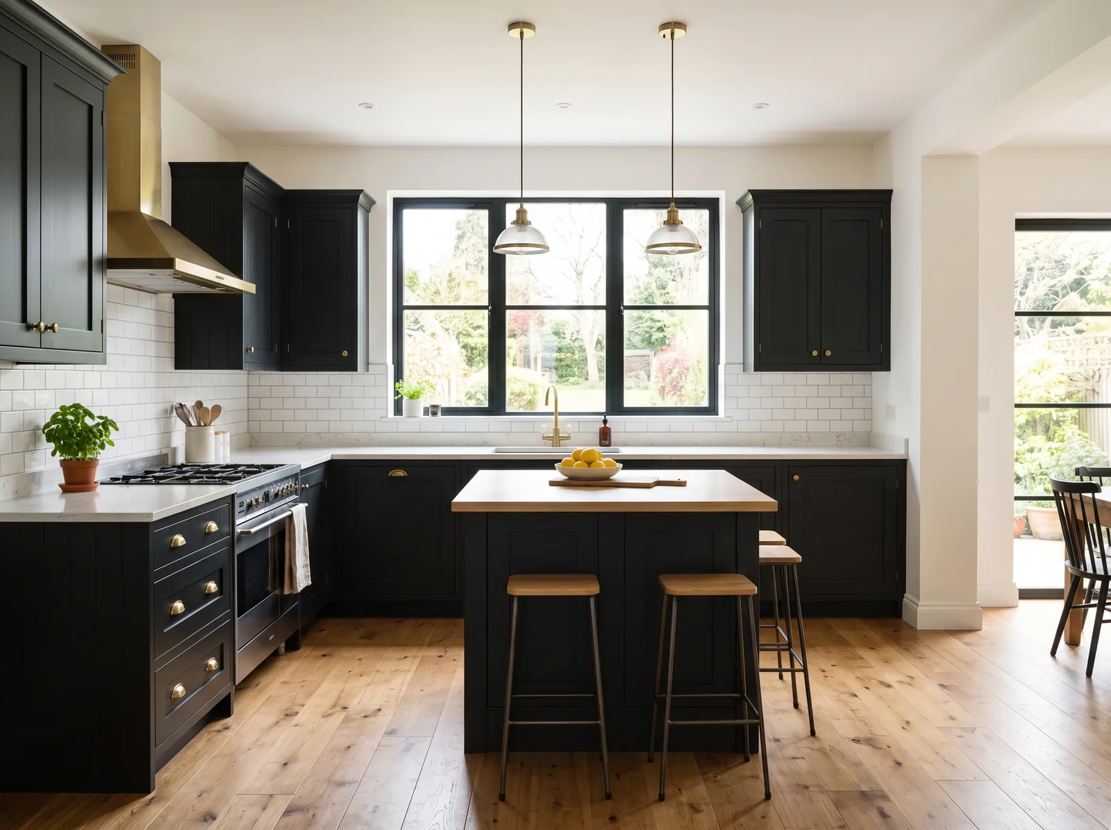 Black Cabinets painted in Chantilly Lace — Crisp White Walls