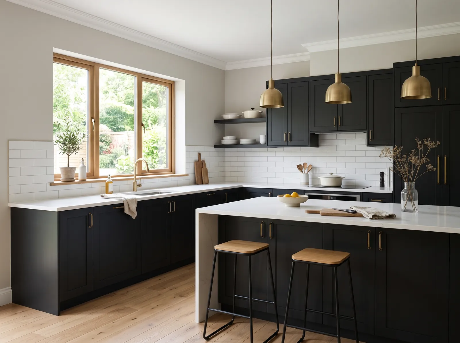 Black Cabinets painted in Repose Gray — Gentle Gray Walls