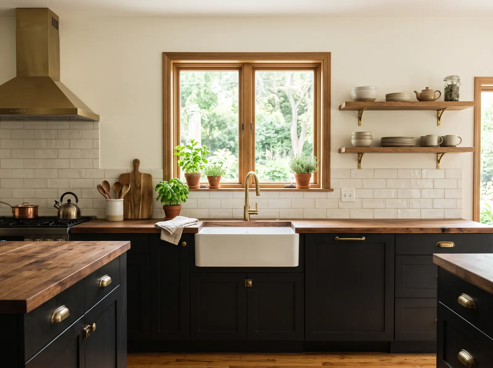 Black Cabinets painted in White Dove — Soft Warm White