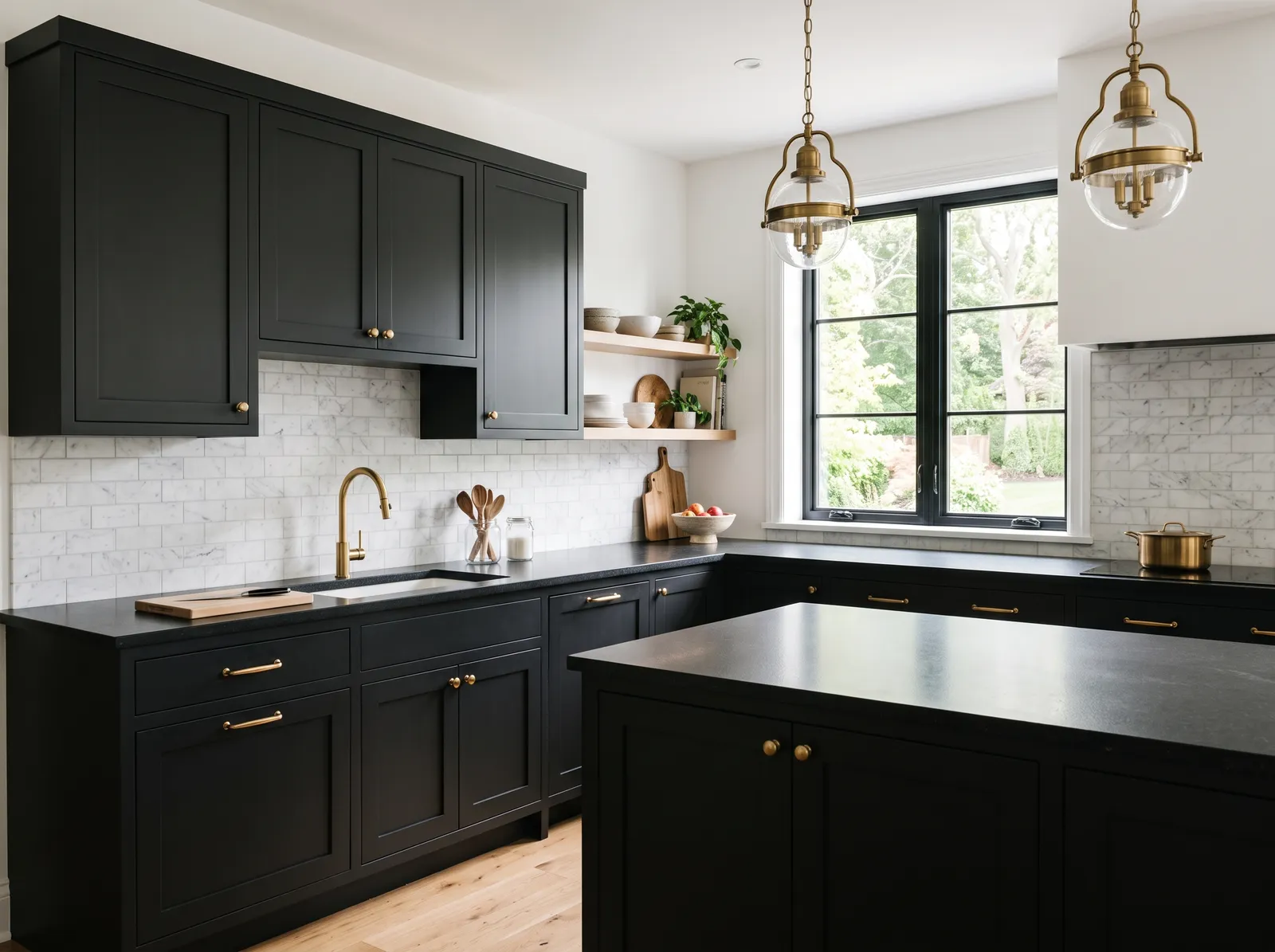 Black Countertops painted in Tricorn Black — True Black Cabinets