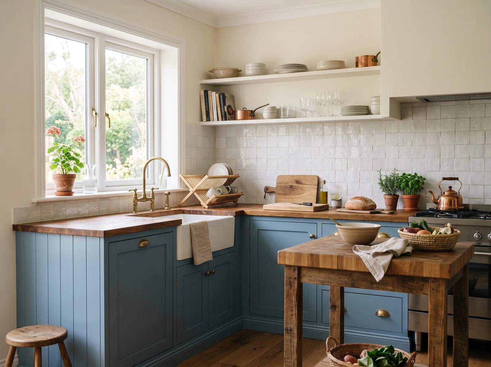 Blue painted in Labrador Blue — Dusty Mid Blue Cabinets