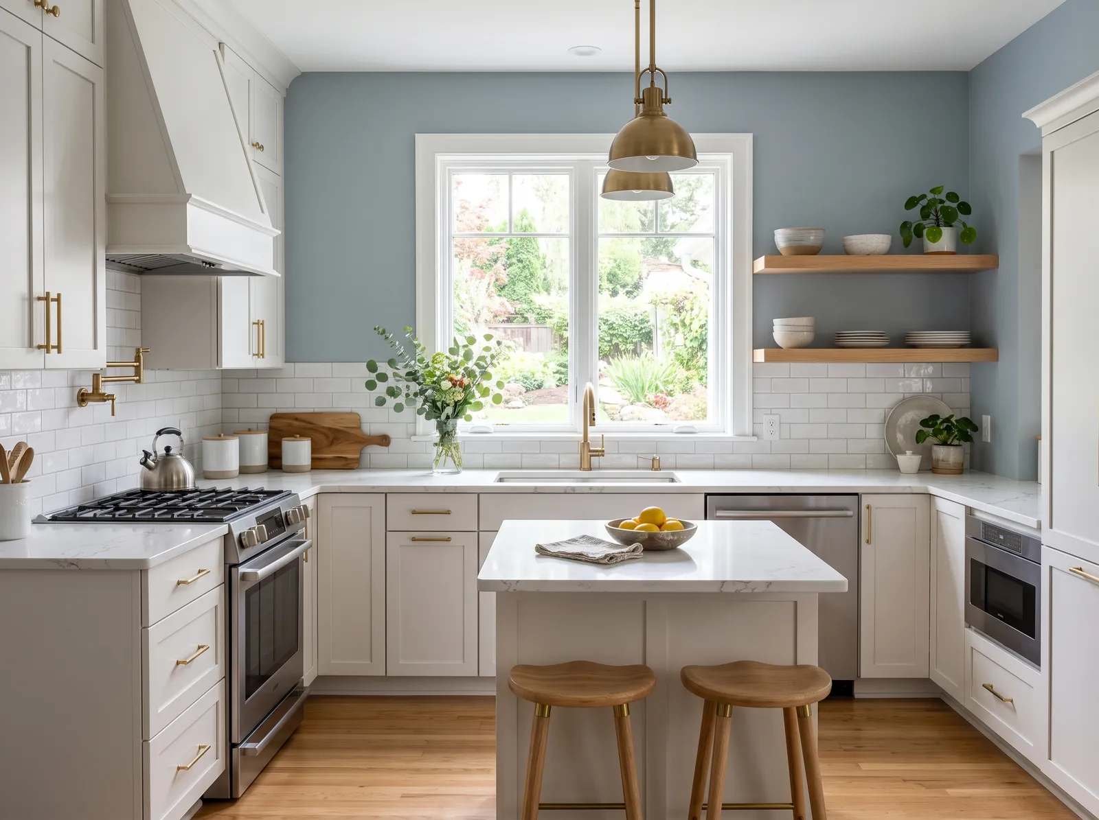 Blue painted in Aleutian — Blue-Gray Walls, White Cabinets