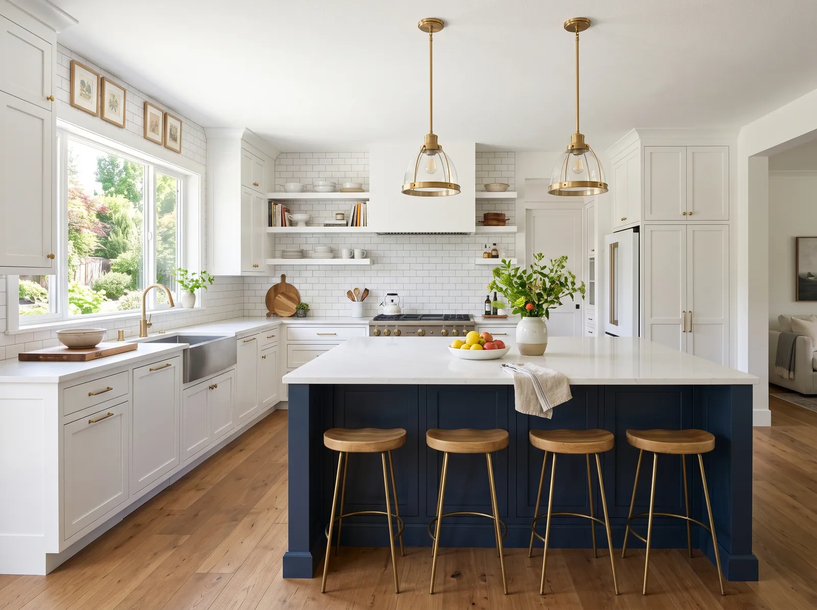 Blue painted in Naval — Navy Island, White Kitchen