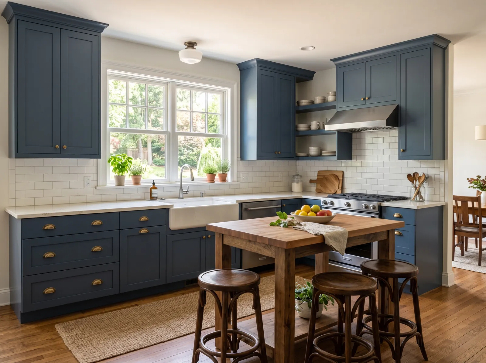 Blue painted in Van Deusen Blue — Deep Slate Blue Cabinets