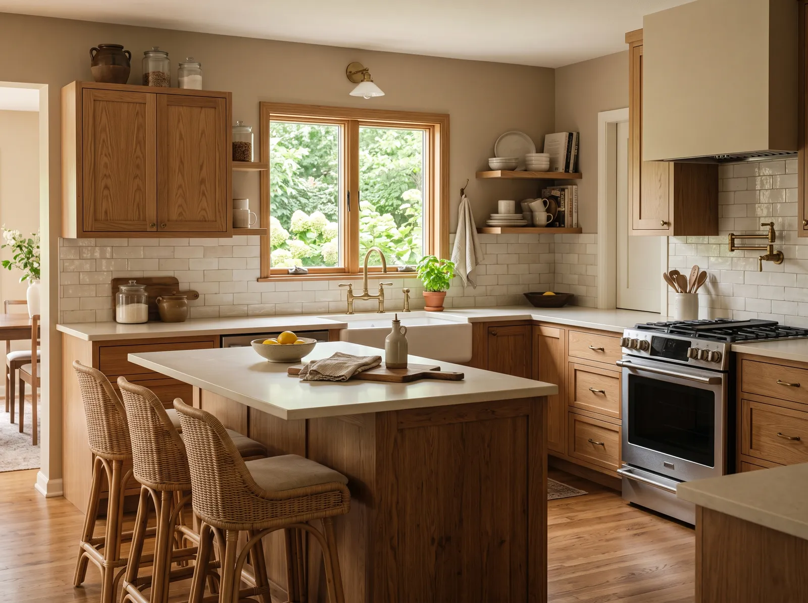 Wood Cabinets painted in Balanced Beige — Cozy Warm Taupe