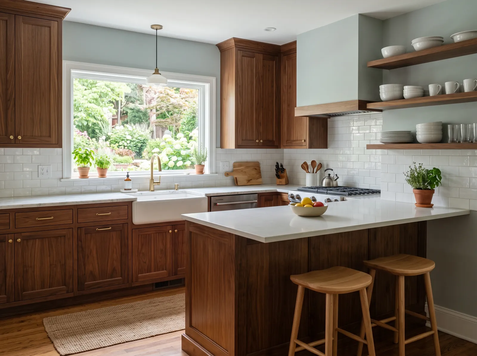Wood Cabinets painted in Quiet Moments — Quiet Soft Blue