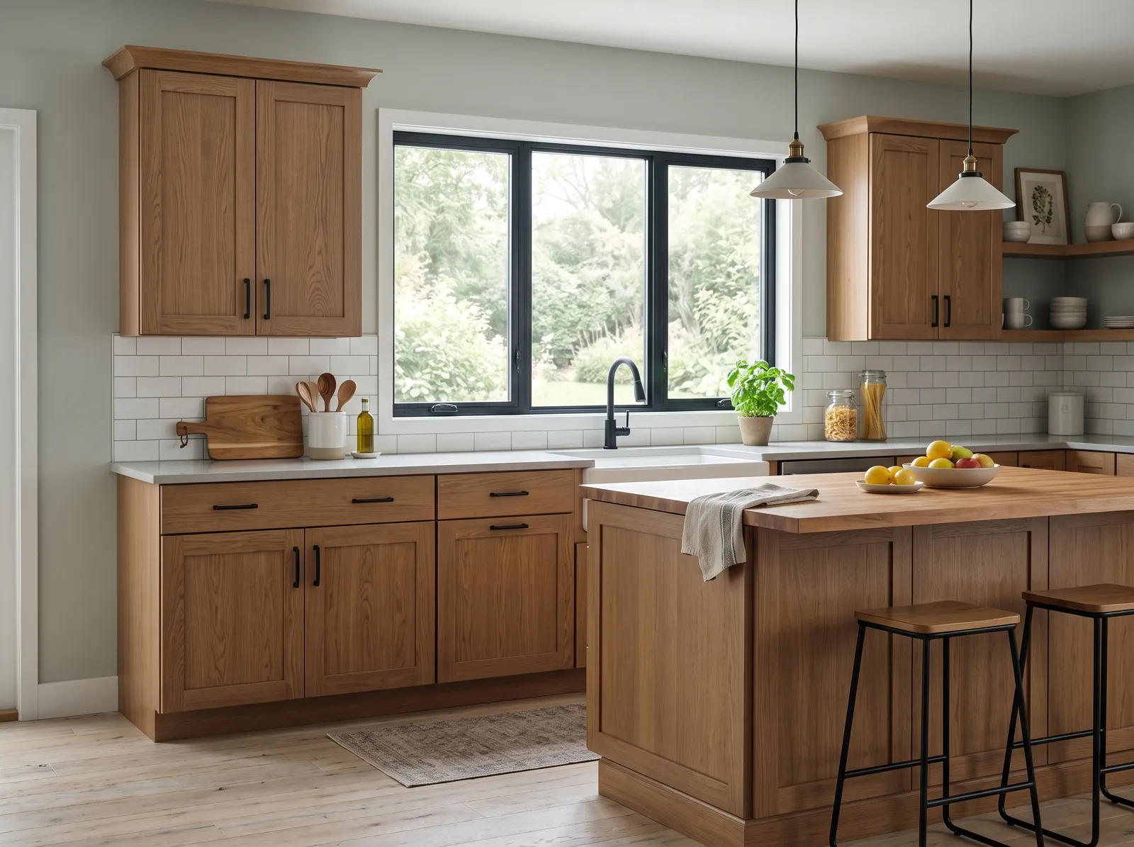 Wood Cabinets painted in Comfort Gray — Sage-Gray Comfort