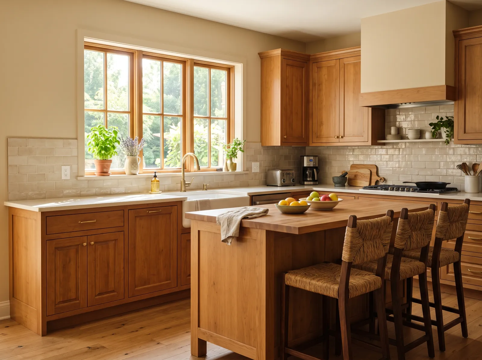 Wood Cabinets painted in Manchester Tan — Warm Manchester Tan