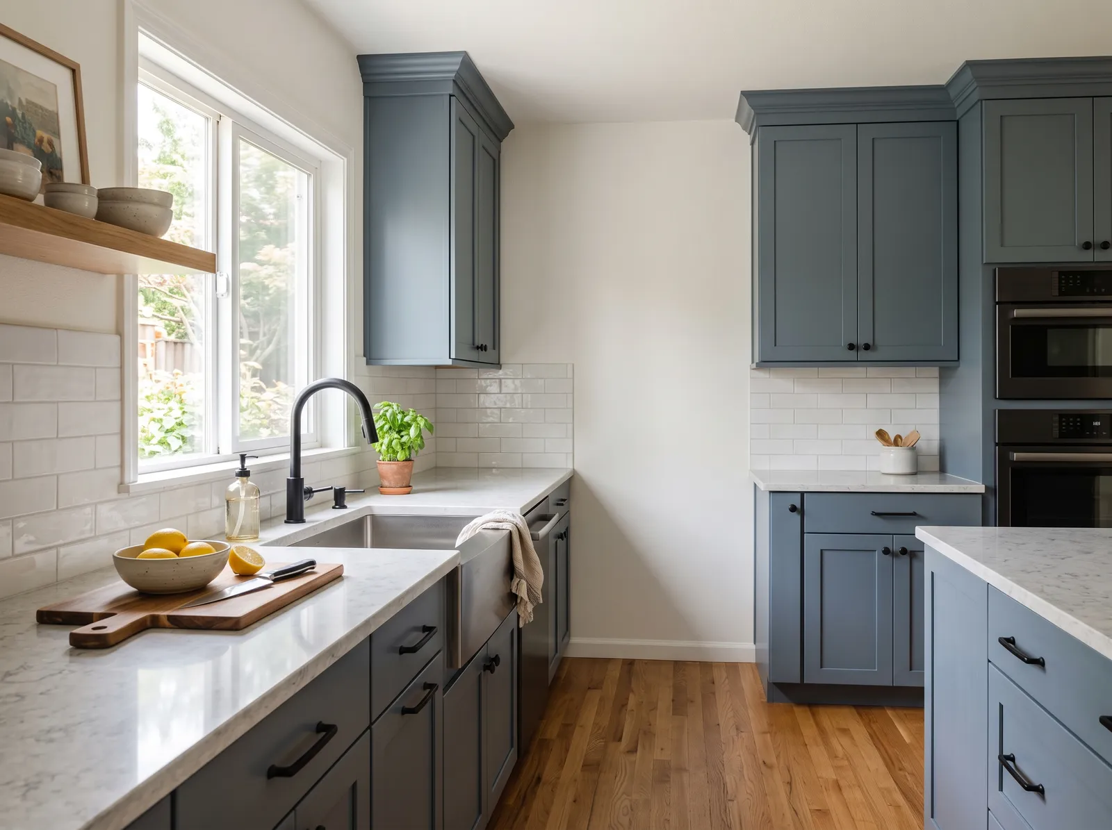 Cabinet Colors painted in Smoky Blue — Slate Blue-Gray Cabinets