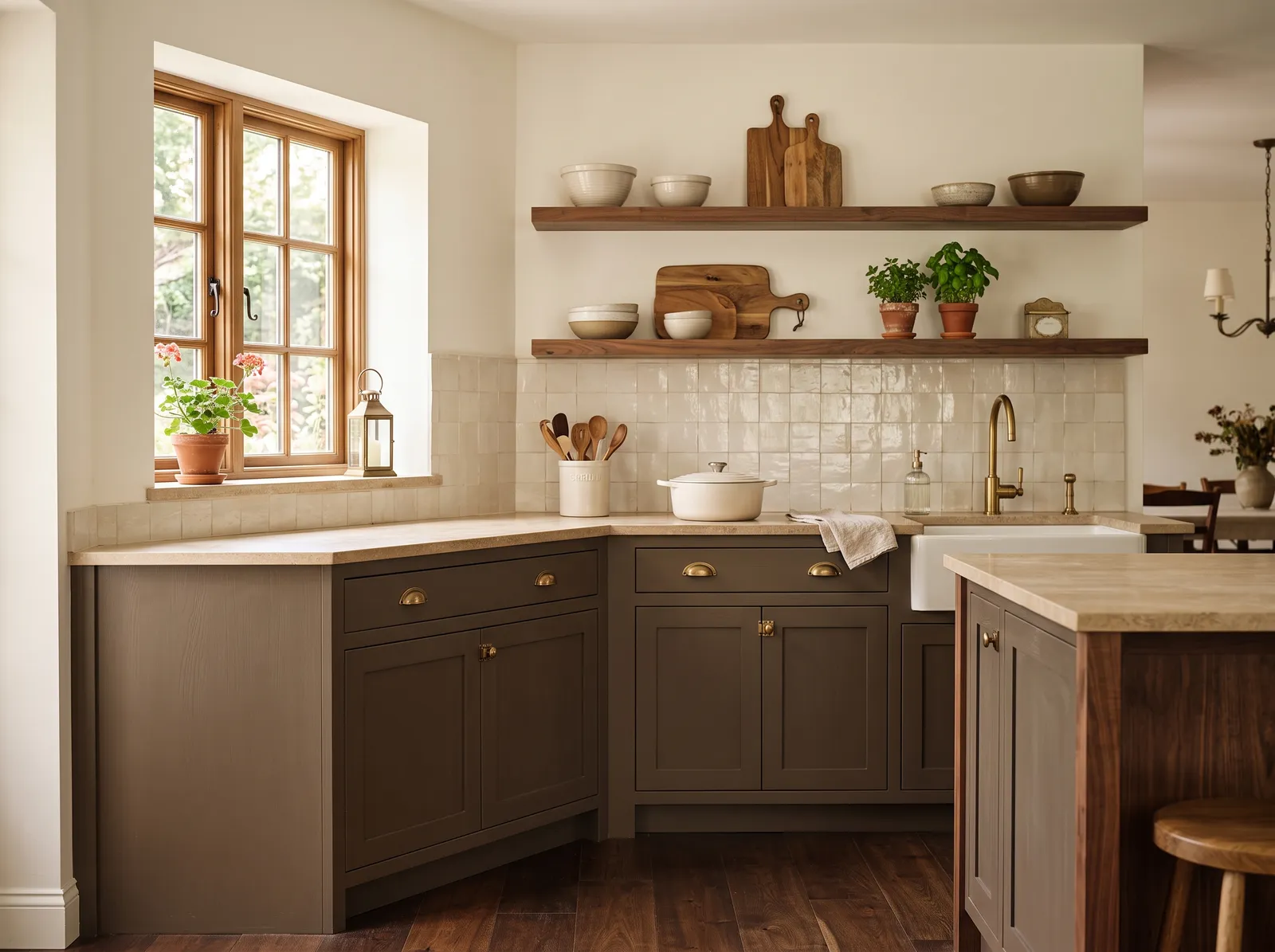 Cabinet Colors painted in Urbane Bronze — Warm Taupe Cabinets