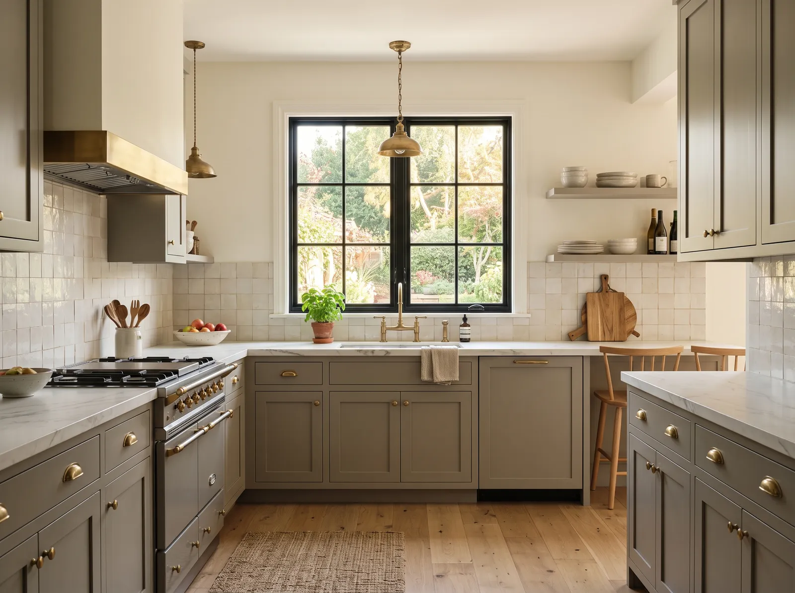 Gray Cabinets painted in Alabaster — Creamy White Walls