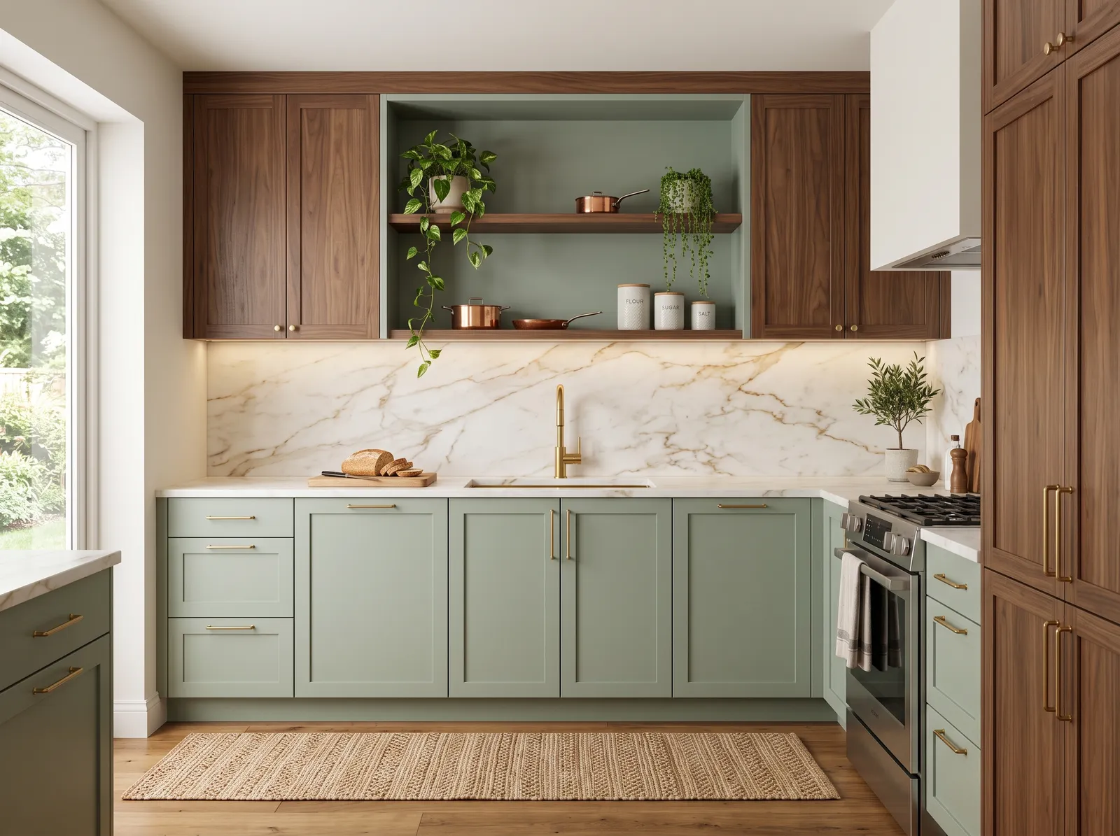 Green Cabinets painted in Foggy Field — Misty Field Green