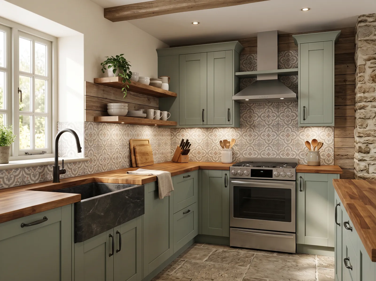 Green Cabinets painted in Silver Eucalyptus — Eucalyptus Cabinets
