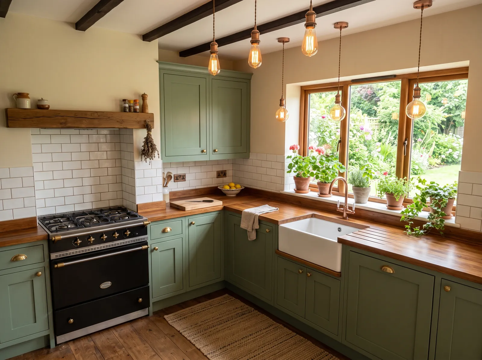 Green Cabinets painted in Luscious Moss — Warm Moss Green