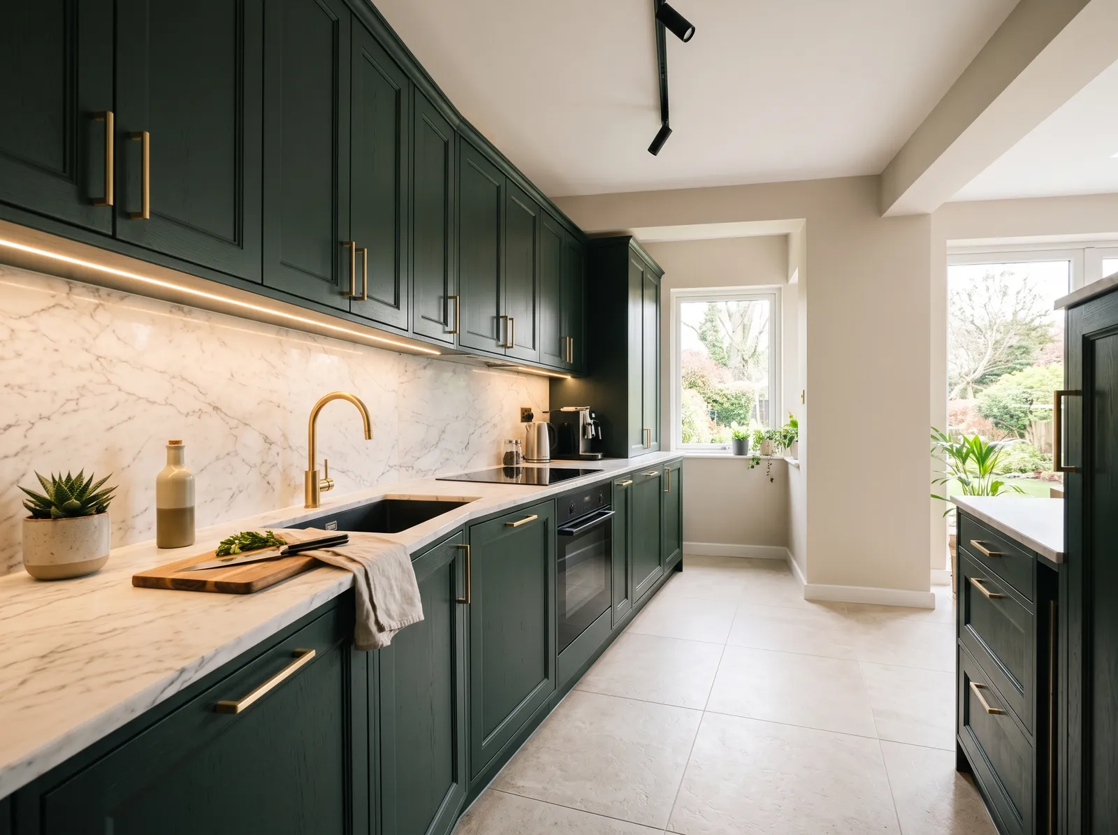Green Cabinets painted in Black Forest Green — Inky Forest Cabinets