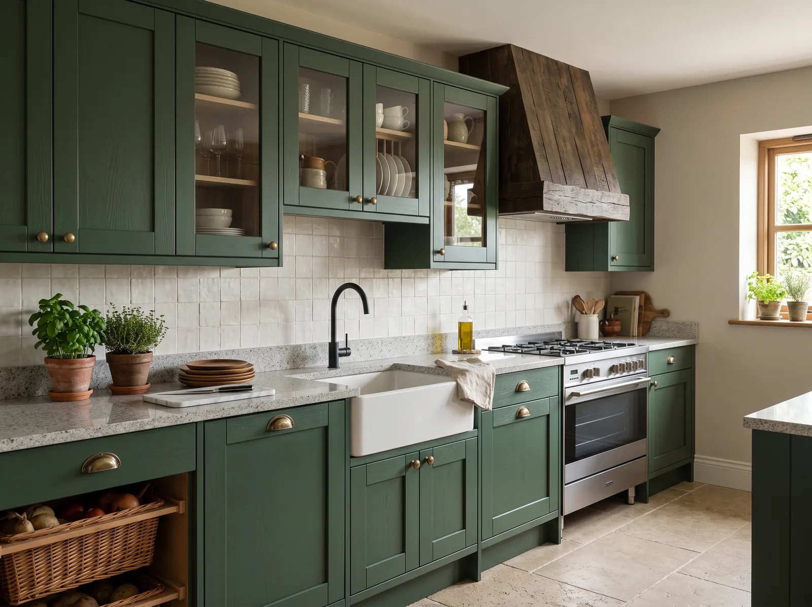 Green Cabinets painted in North Woods — Woodsy Forest Green