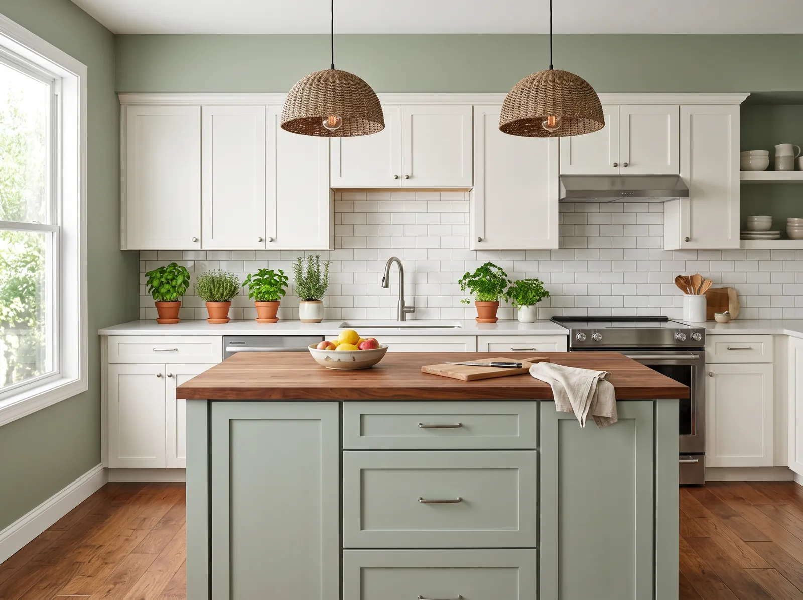 Green painted in Lichen Green — Garden Green Walls