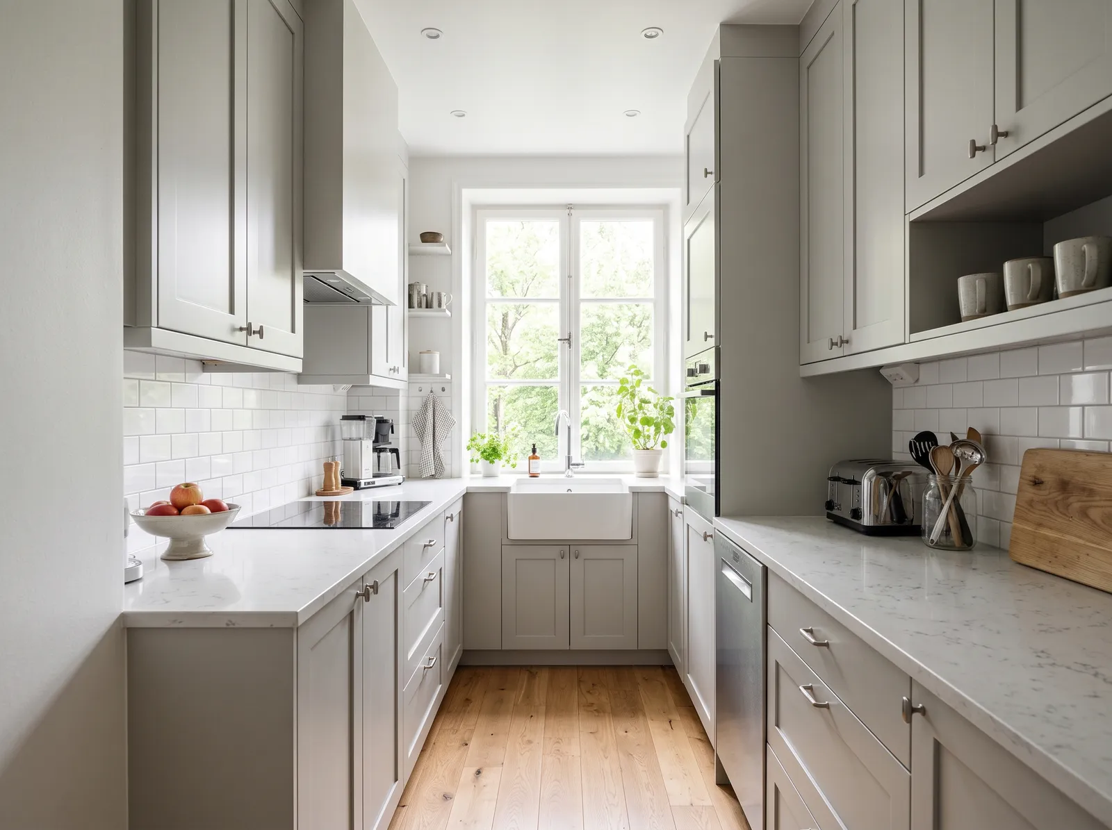 Small painted in Gray Owl — Light Gray Cabinets