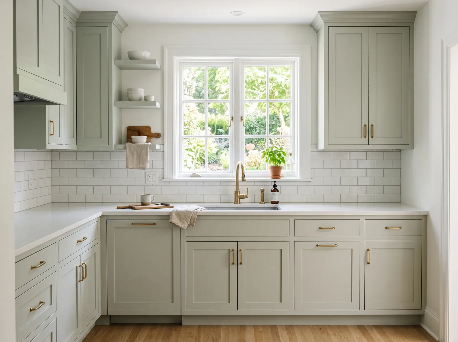Small painted in Sea Salt — Pale Sage & White