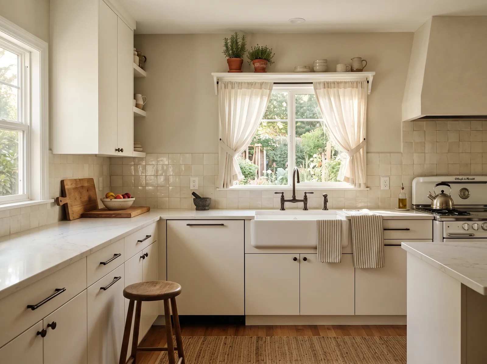 White Cabinets painted in Pale Oak — Soft Greige Walls