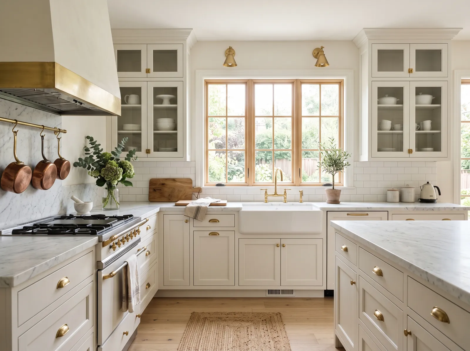 White Cabinets painted in Alabaster — Warm White Walls