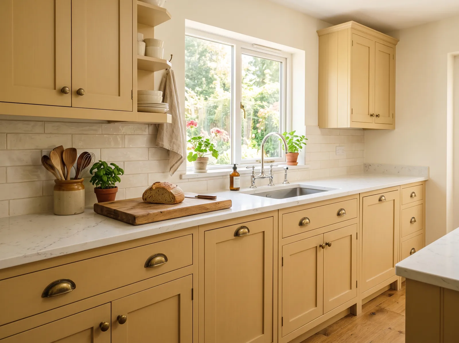 Yellow painted in Decatur Buff — Soft Yellow Cabinets