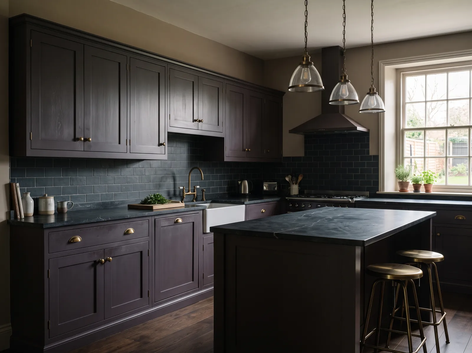 Kitchen painted in Cathedral Gray — Moody Dark Kitchen