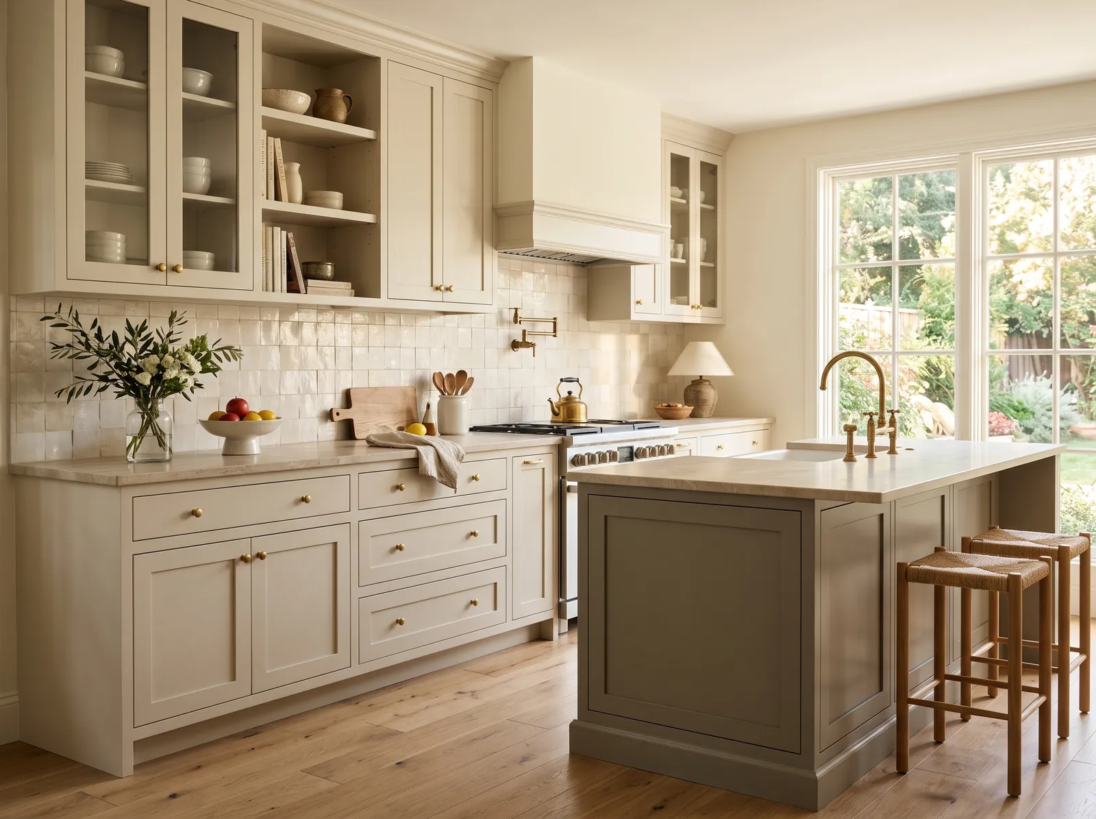 Kitchen painted in Washed Cotton — Warm Greige Kitchen