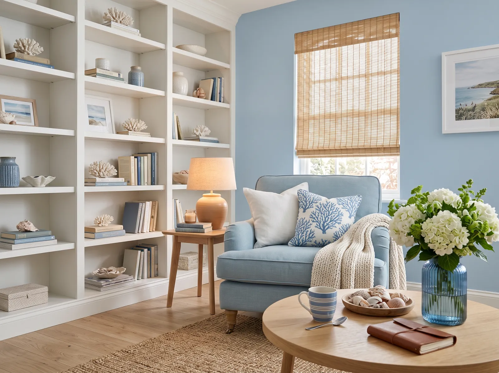 Blue painted in Rendezvous — Soft Blue Reading Nook