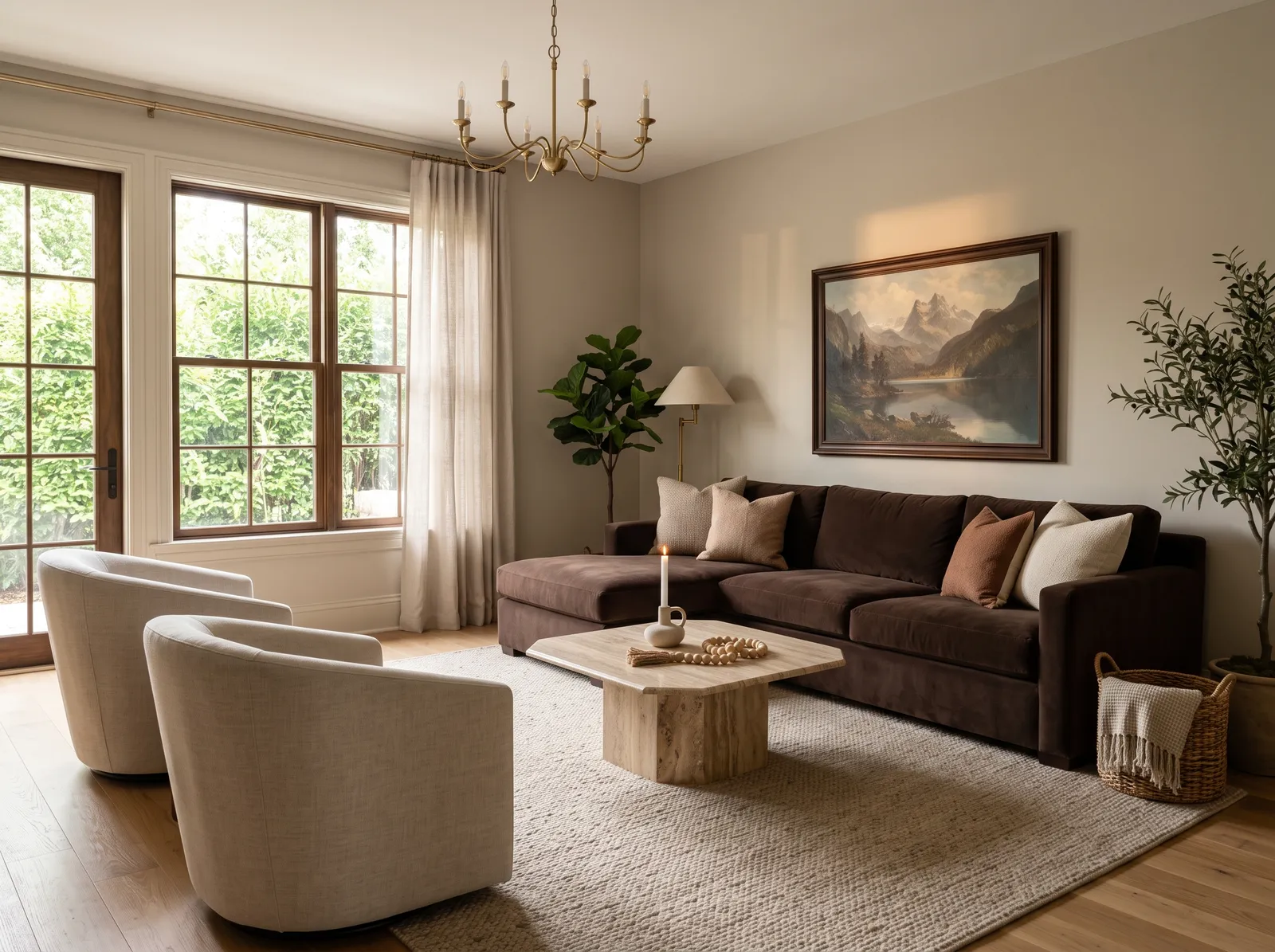Brown Furniture painted in Toasty Gray — Warm Stone Walls With Chocolate Brown