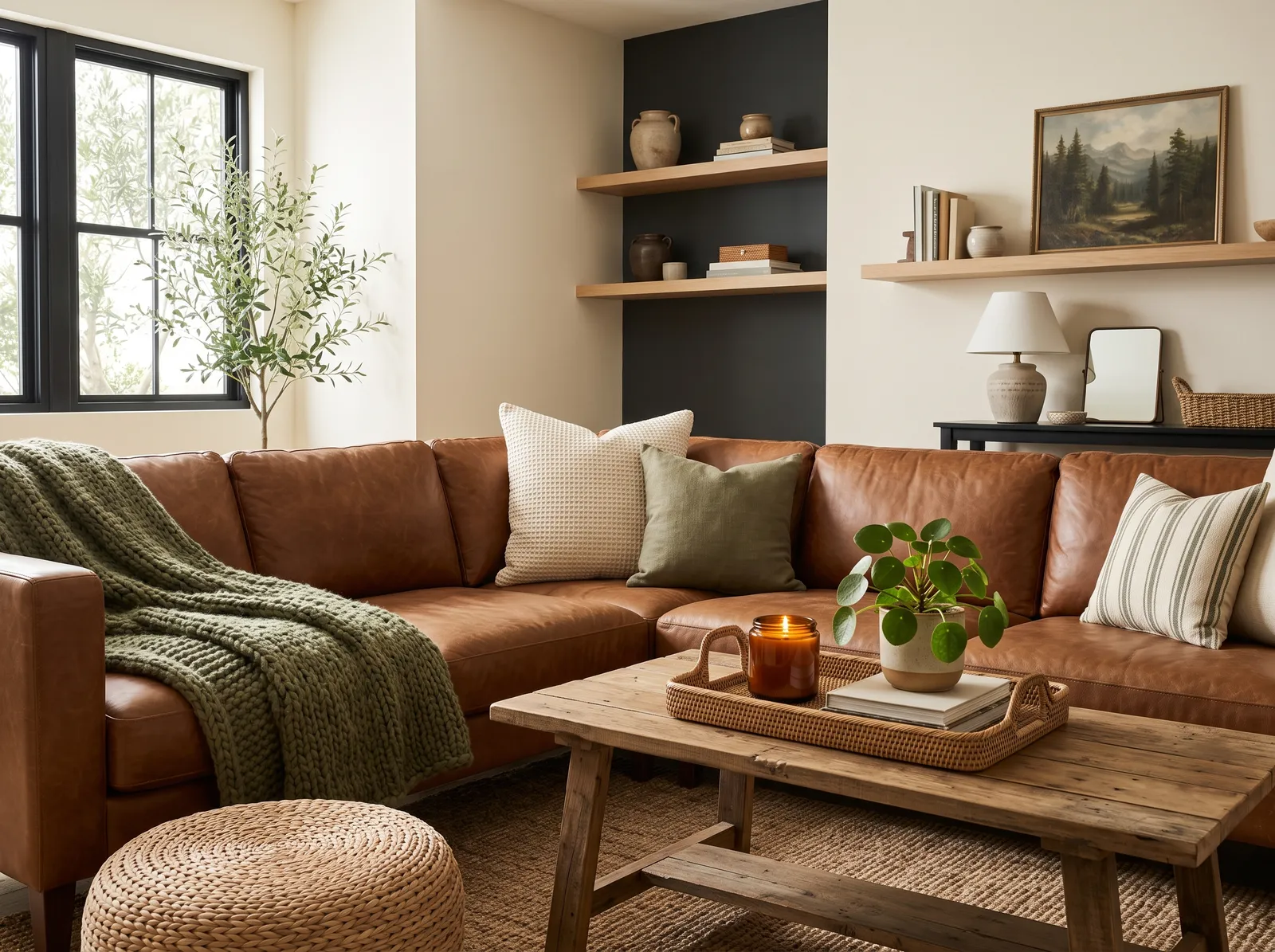 Brown Furniture painted in Sunbleached — Sun-Washed Cream for Cognac Leather