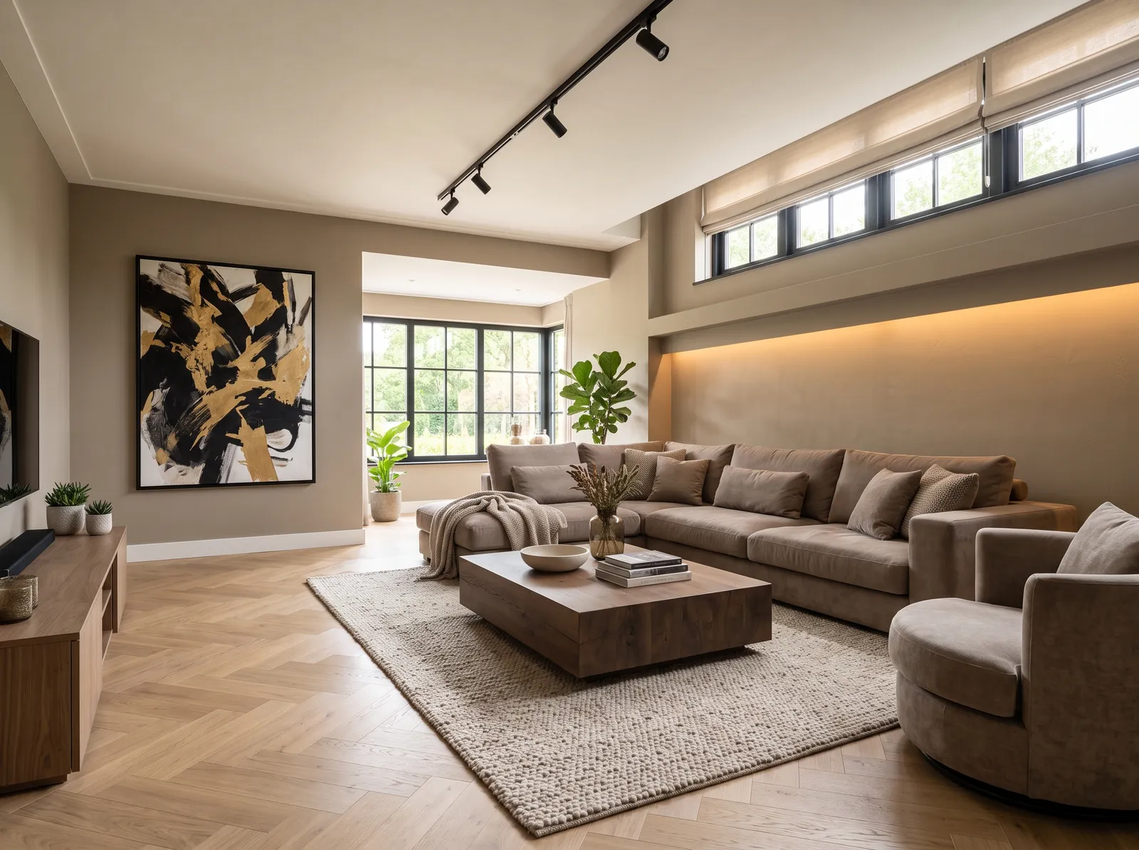 Brown Furniture painted in Rolling Pebble — Earthy Taupe for a Cozy, Wrapped Room