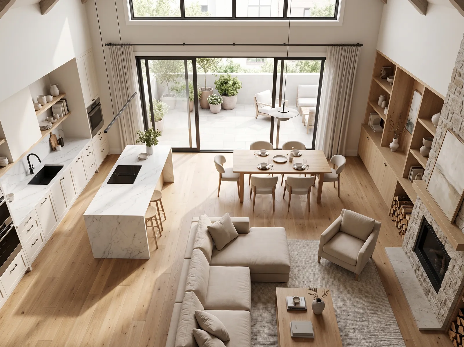 Open-Plan painted in Silver Birch — Soft Birch and Warm White