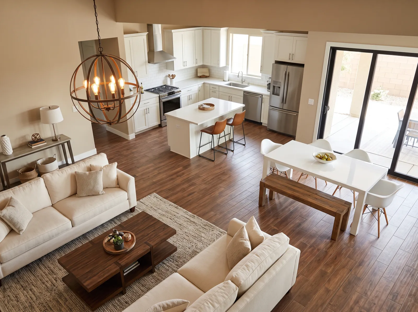 Open-Plan painted in Beige Tellin — Desert Sand and Cream