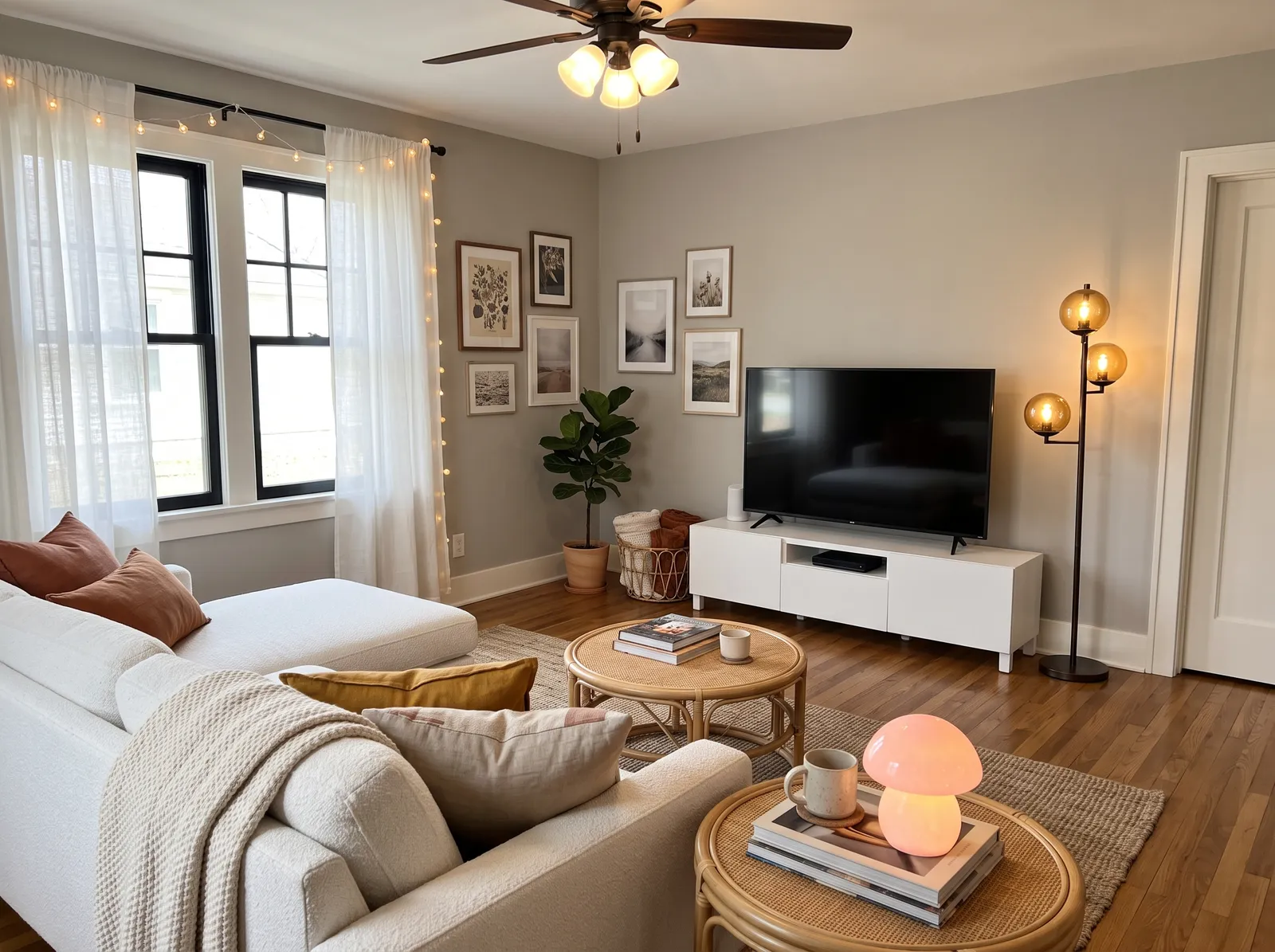 Small painted in Modern Gray — Warm Greige, Bright Trim