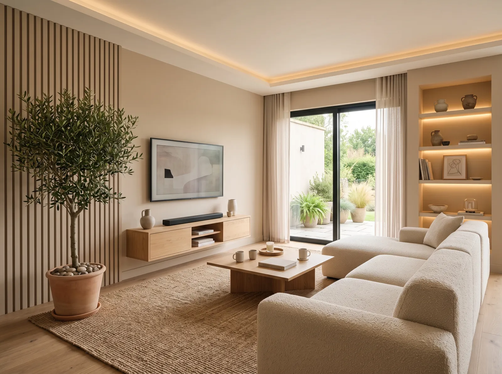 Living Room Color Ideas — real room painted in Fortress Stone