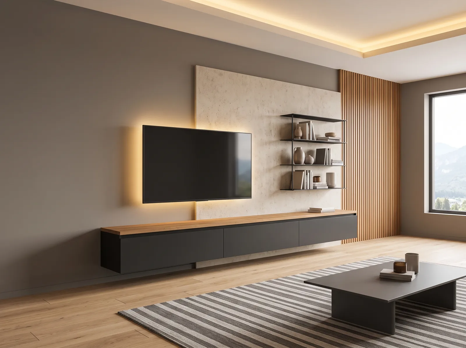 Living Room painted in So Sublime — Cool Greige Lounge