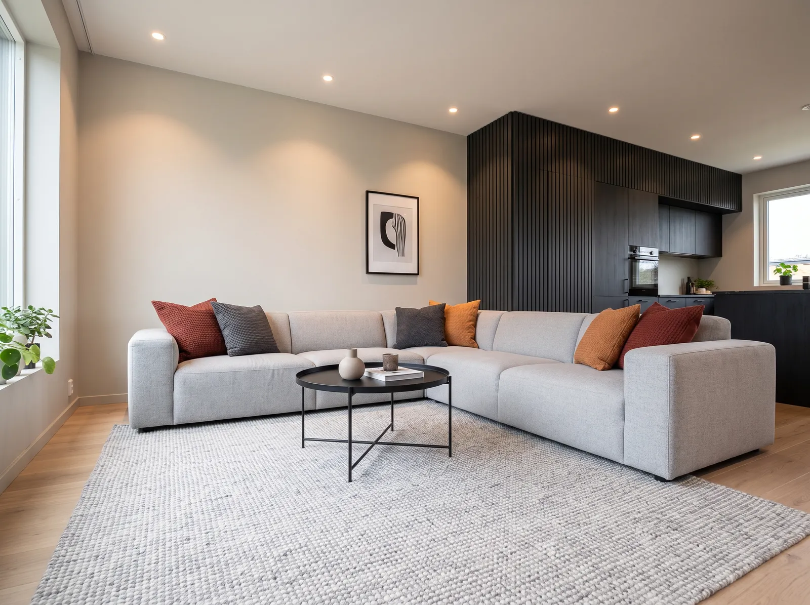 Living Room painted in Hearthstone — Greige And Charcoal