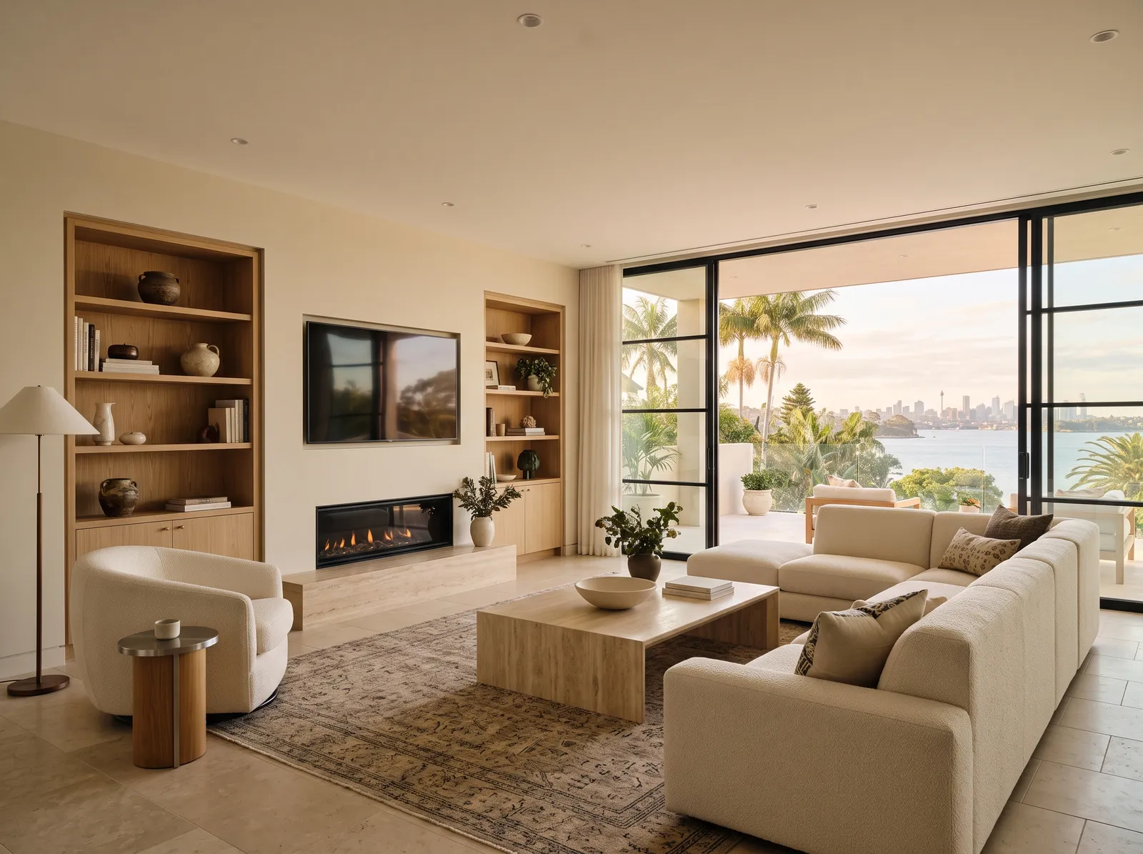 Living Room painted in Varnished Ivory — Warm Coastal Cream