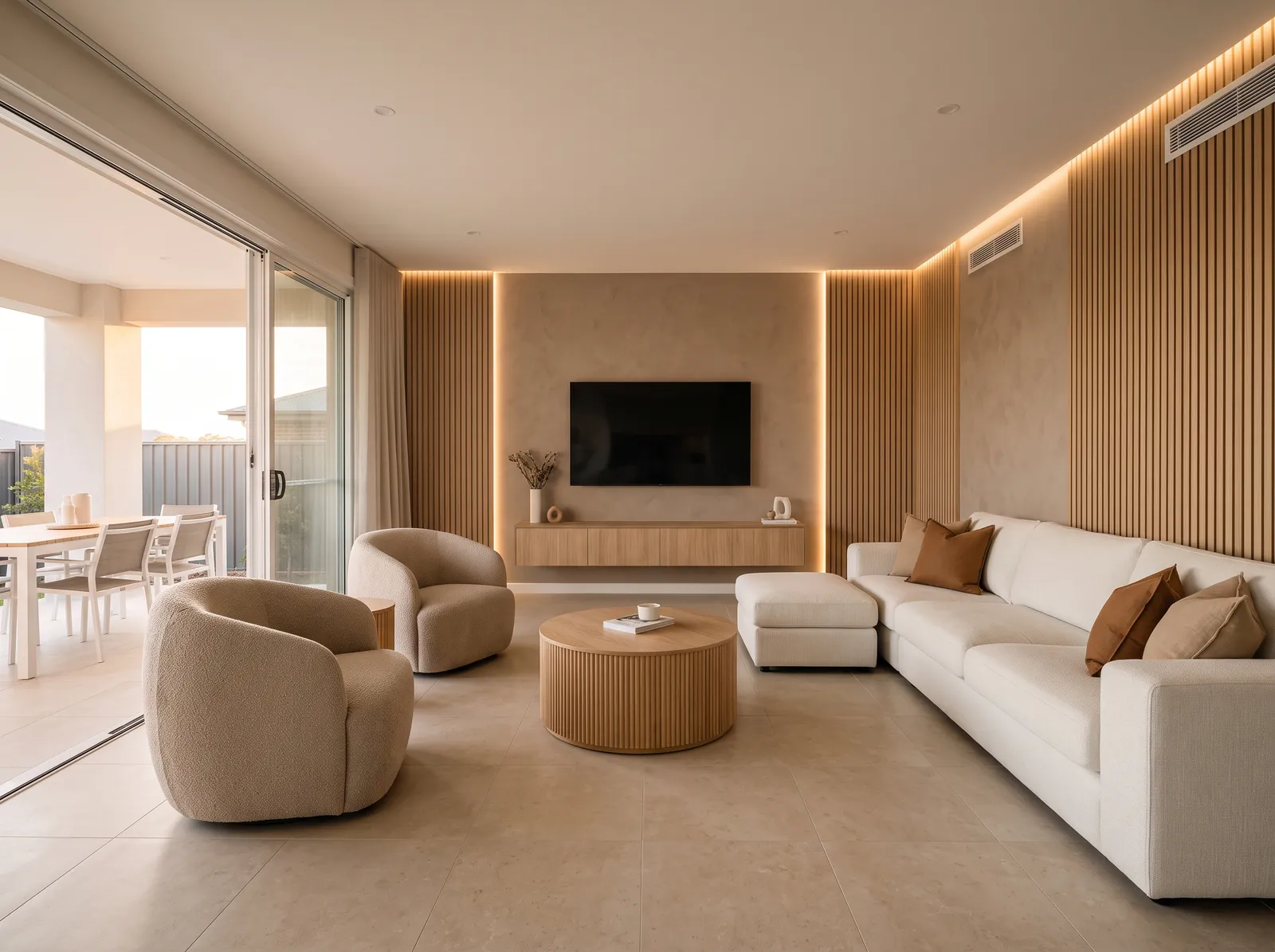 Living Room painted in Delicate Honeysweet — Warm Beige And Oak