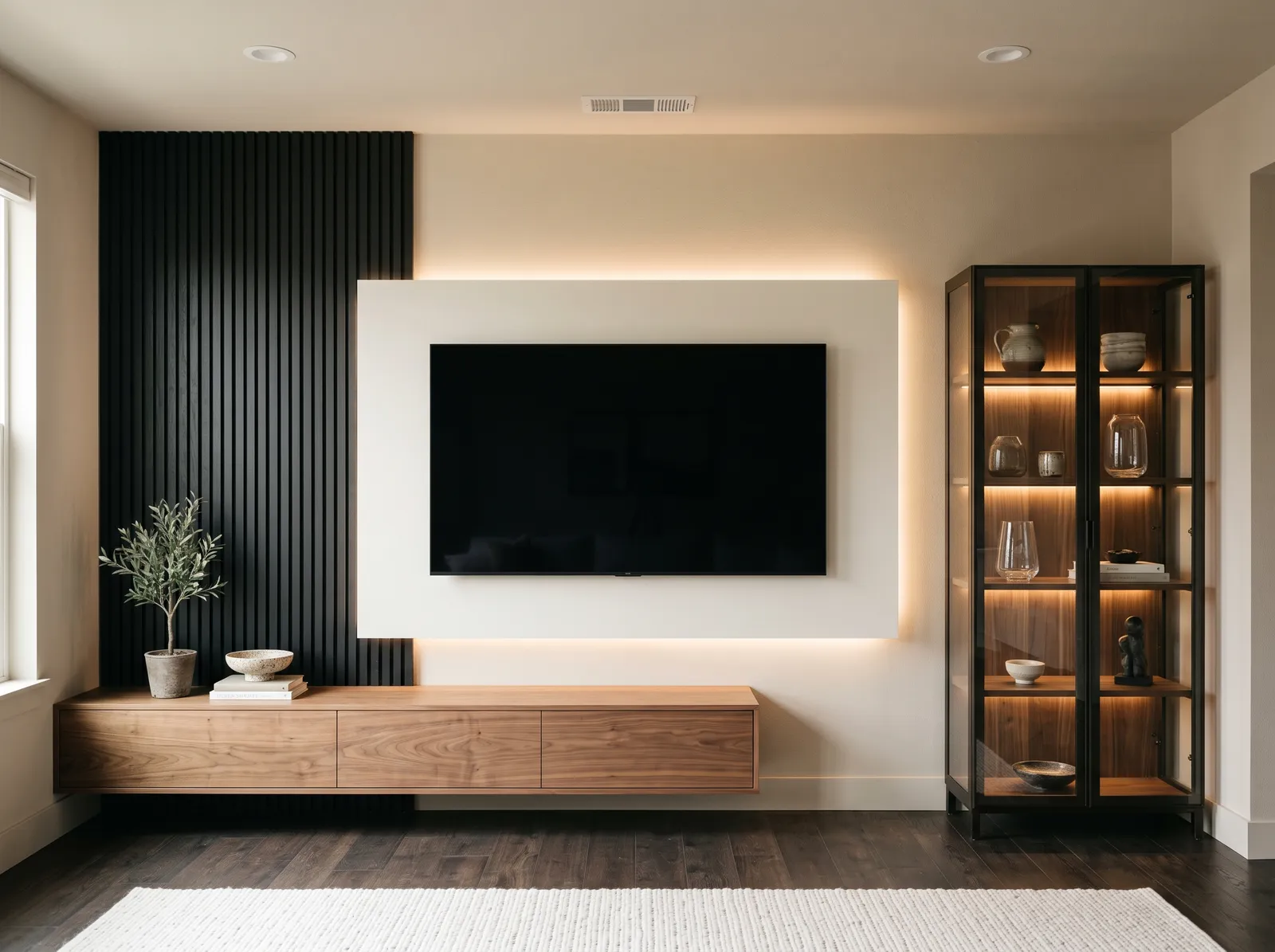 Living Room painted in Sonoran Sands — Greige And Walnut
