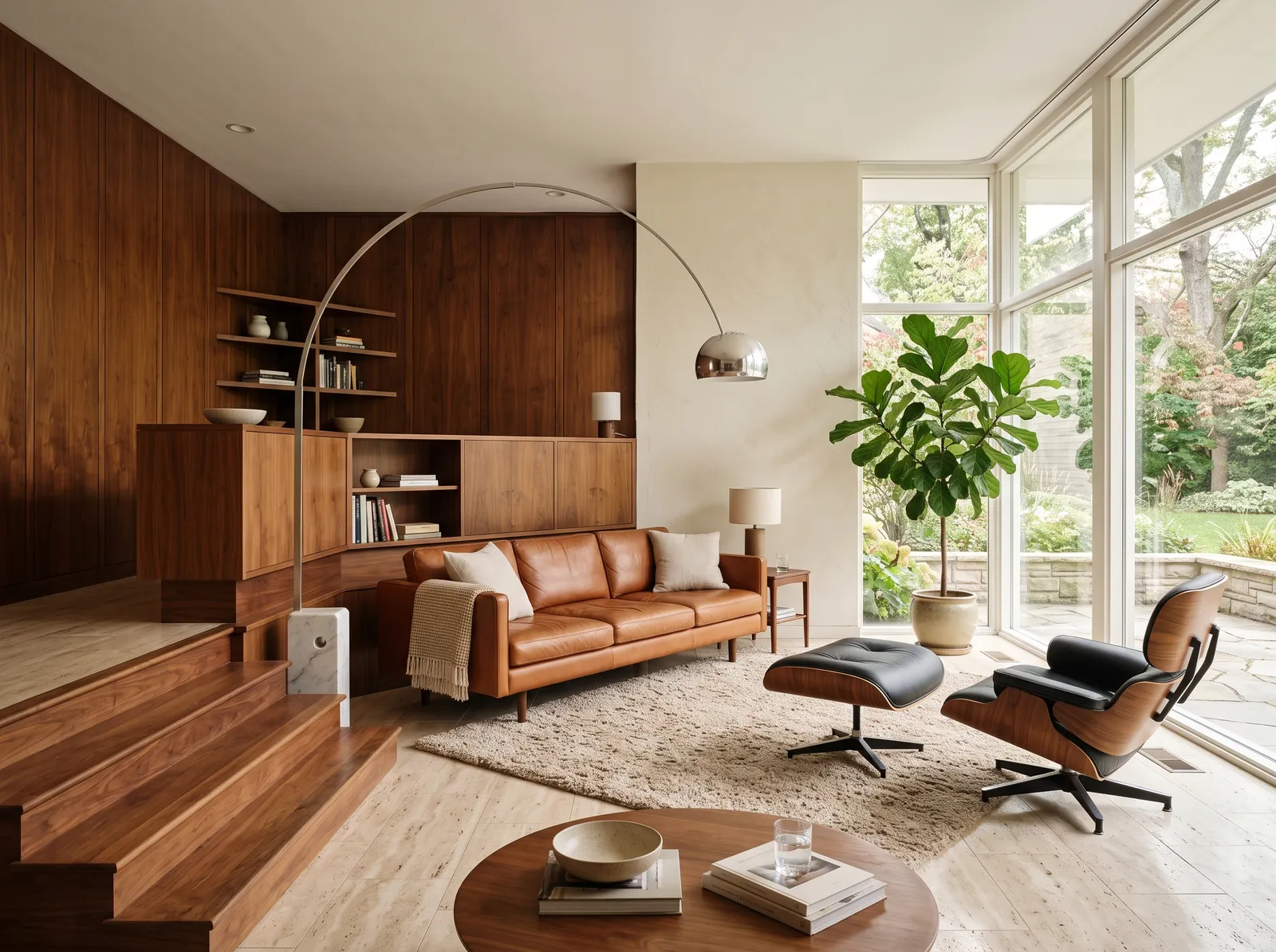 Living Room painted in Chartreuse Frost — Creamy Mid-Century Calm
