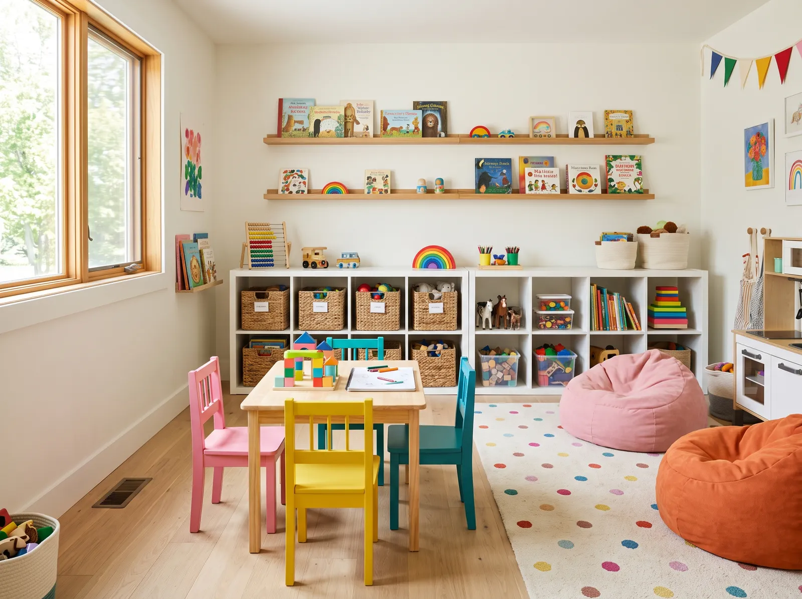 Playroom painted in Fossil — Soft White Canvas