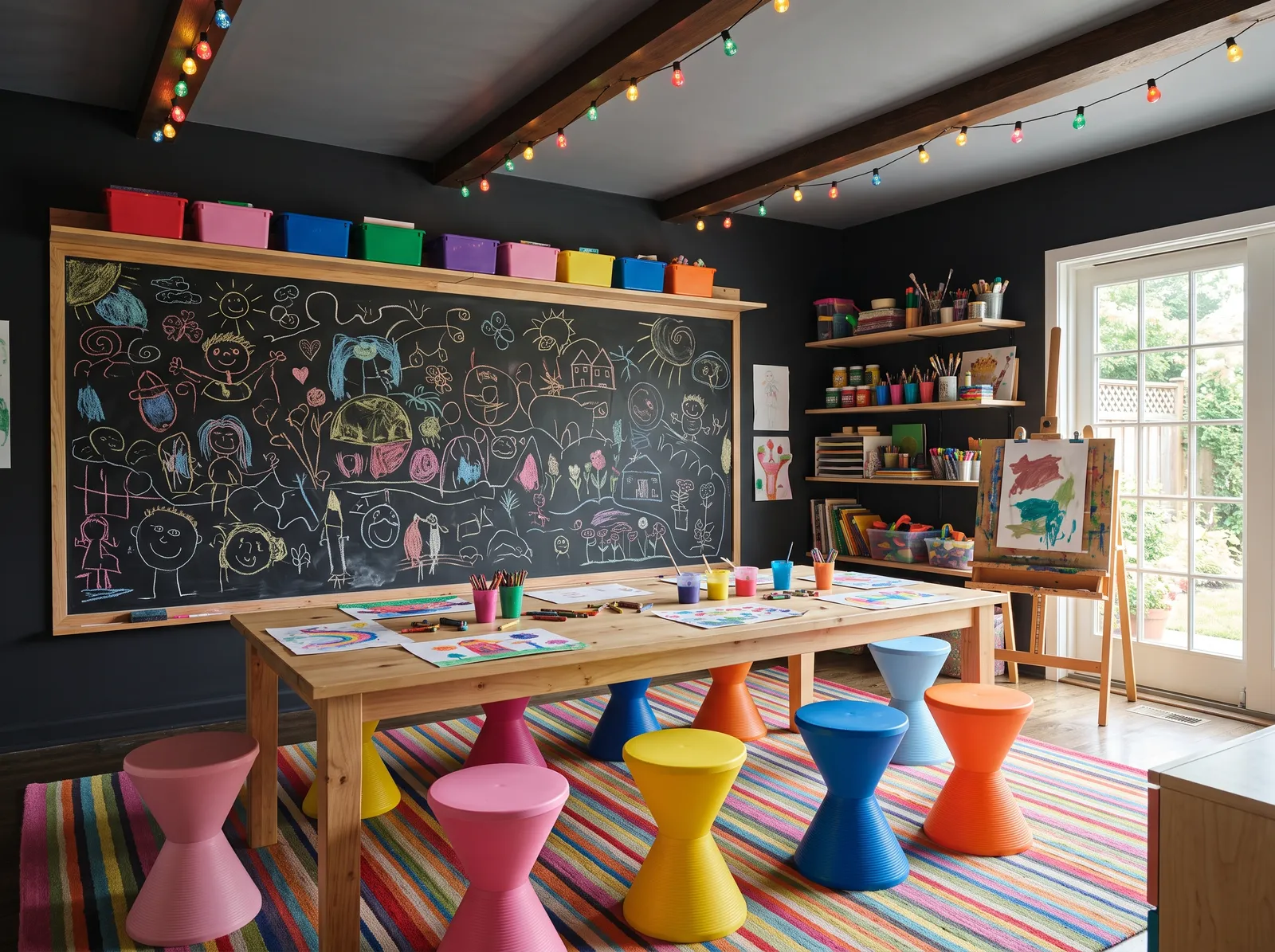 Playroom painted in Tuxedo — Bold Chalkboard Den