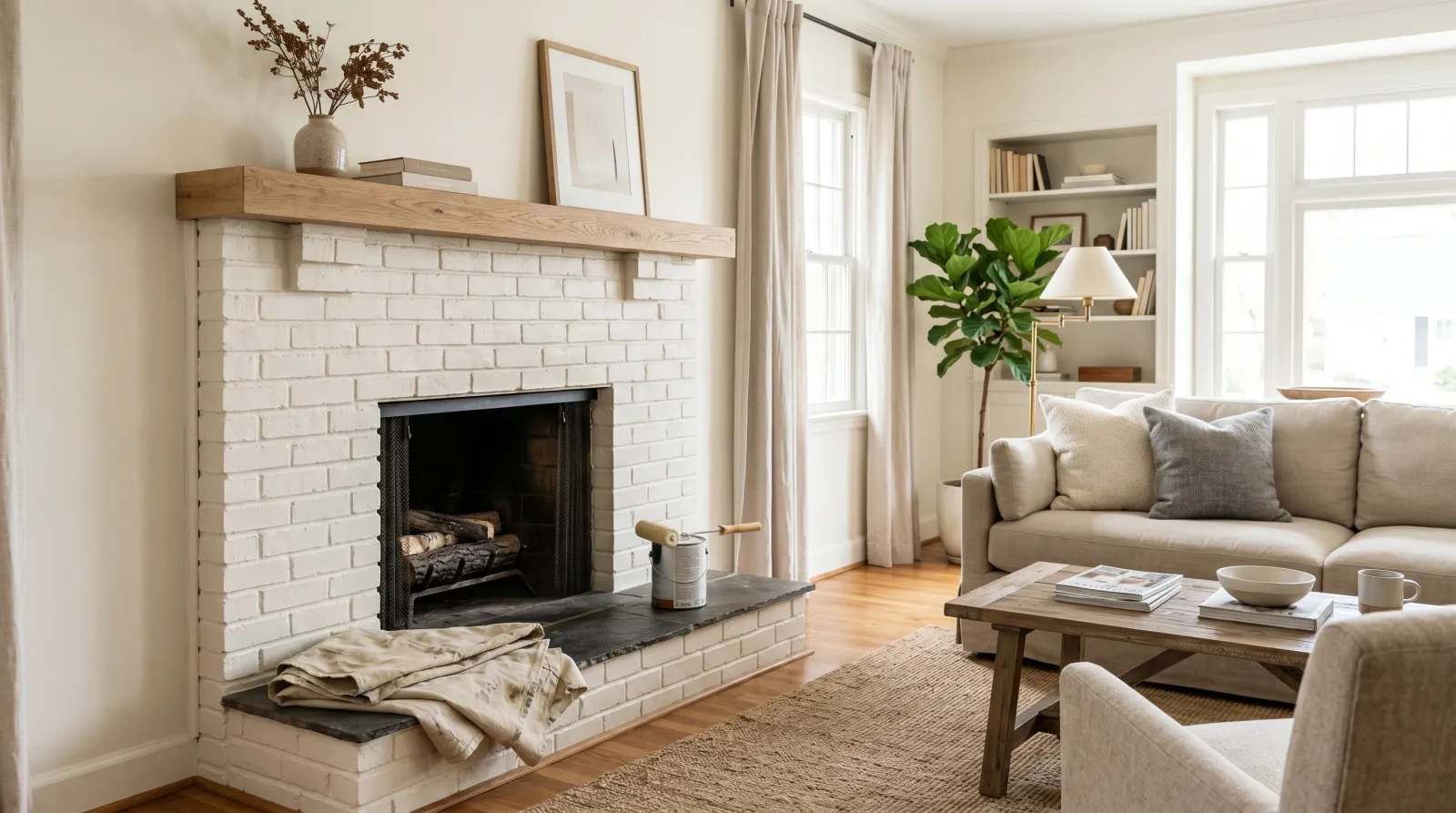 How to Paint a Brick Fireplace