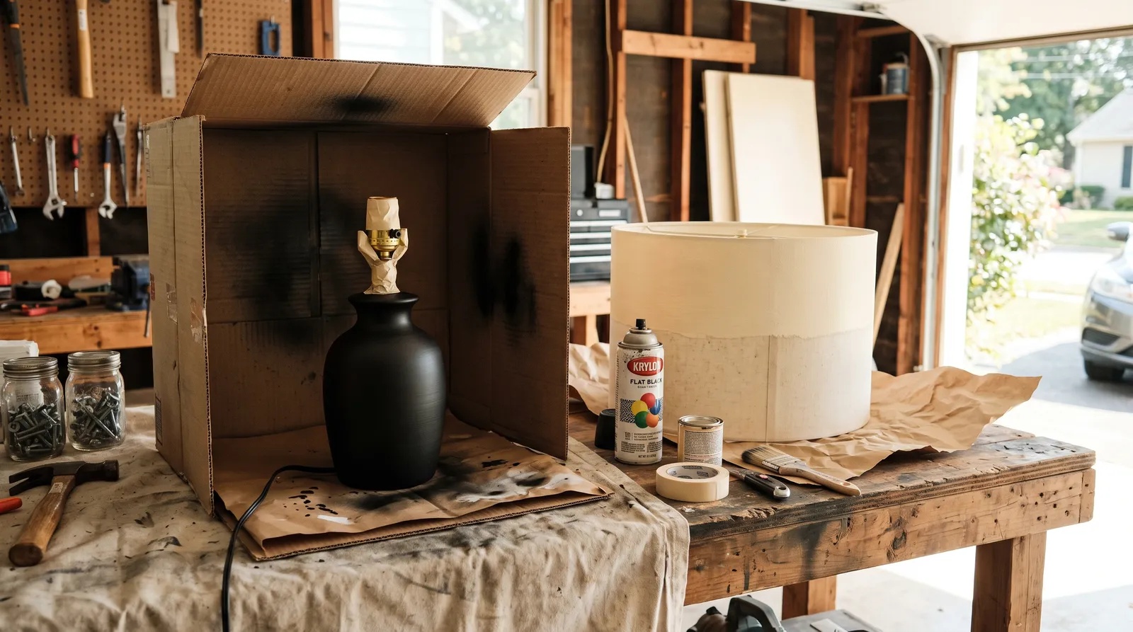 How to Spray Paint a Lamp: Base and Shade Makeover